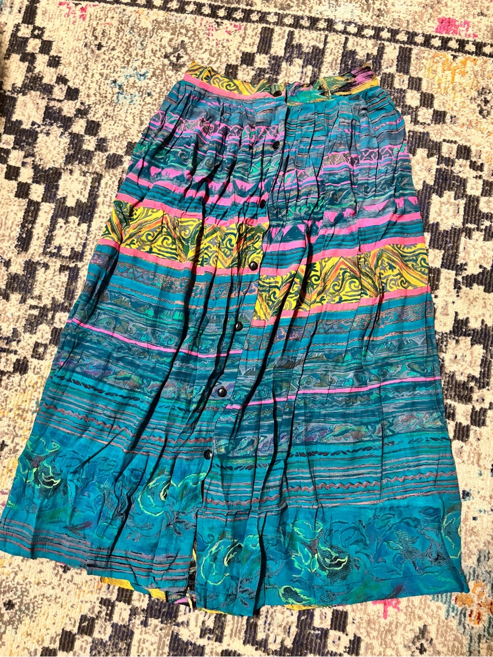 Vintage button down boho skirt- size small/28